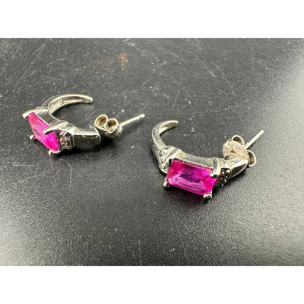 925 Silver Pink‎ Stone Bracelet Ring Earrings Set 051(73)